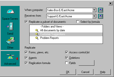 Replication settings for Technical Support